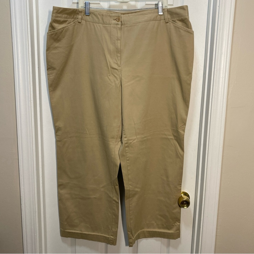 Charter Club Pants Womens 20W Tan Allison Fit Full Length Mid Rise Straight Leg